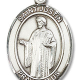 St. Justin Medal, Sterling Silver, Large - No Chain