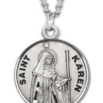 Women's St. Karen Necklace Round Sterling Silver with Chain Options - 18&quot; 1.8mm Sterling Silver Chain + Clasp