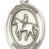 St. Kateri Equestrian Medal, Sterling Silver, Large - No Chain