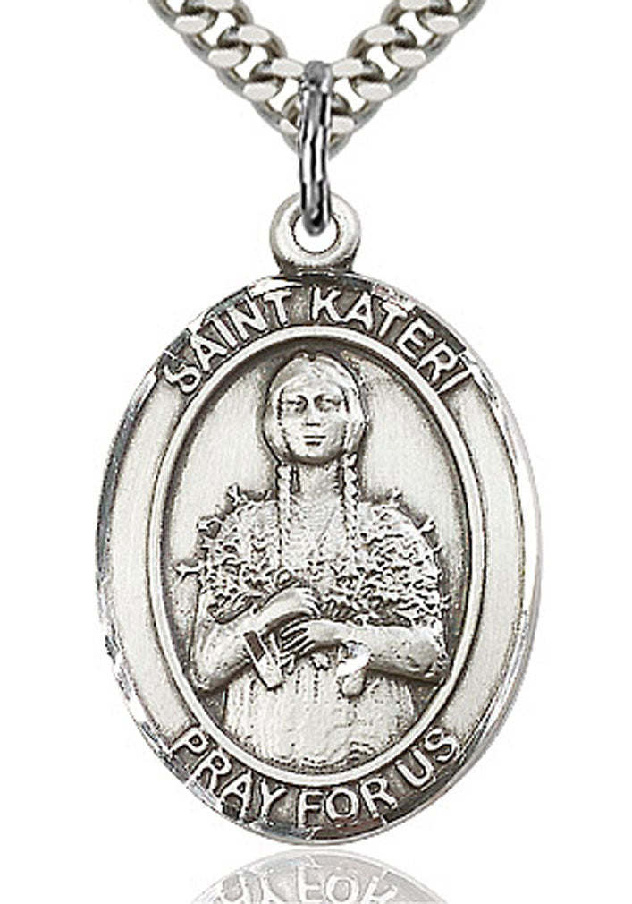 St. Kateri Medal, Sterling Silver, Large