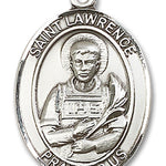 St. Lawrence Medal, Sterling Silver, Large - No Chain