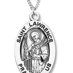 Boy's St. Lawrence Necklace Oval Sterling Silver with Chain - 20&quot; 2.2mm Stainless Steel Chain with Clasp