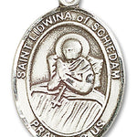 St. Lidwina of Schiedam Medal, Sterling Silver, Large - No Chain