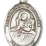 St. Lidwina of Schiedam Medal, Sterling Silver, Large - No Chain