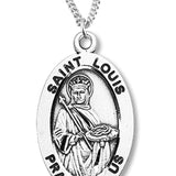 Boy's St. Louis Necklace Oval Sterling Silver with Chain - 20&quot; 2.2mm Stainless Steel Chain with Clasp