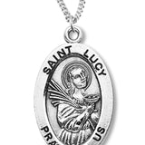Women's St. Lucy Necklace Oval Sterling Silver with Chain Options