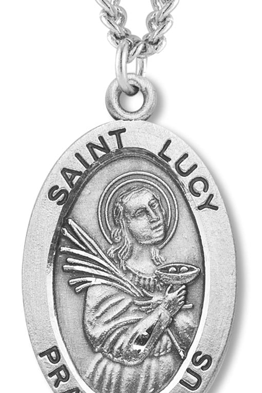 Men's St. Lucy Necklace Oval Sterling Silver with Chain Options