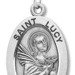 Men's St. Lucy Necklace Oval Sterling Silver with Chain Options - 24&quot; Sterling Silver Chain + Clasp