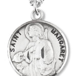St. Margaret of Antioch Medal - 18&quot; 1.8mm Sterling Silver Chain + Clasp