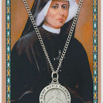 St. Maria Faustina Medal with Prayer Card - Silver tone