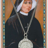 St. Maria Faustina Medal with Prayer Card - Silver tone