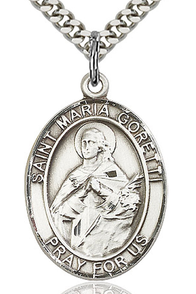 St. Maria Goretti Medal, Sterling Silver, Large