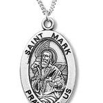 Boy's St. Mark Necklace Oval Sterling Silver with Chain - 20&quot; 2.2mm Stainless Steel Chain with Clasp