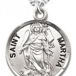 Women's St. Martha Necklace Round Sterling Silver with Chain Options - 18&quot; 1.8mm Sterling Silver Chain + Clasp