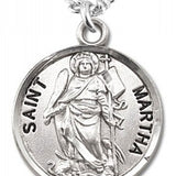 Women's St. Martha Necklace Round Sterling Silver with Chain Options
