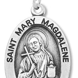 Men's St. Mary Magdalene Necklace Oval Sterling Silver with Chain Options