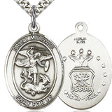 St. Michael Air Force Medal, Sterling Silver, Large