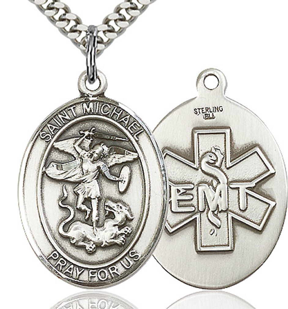 St. Michael EMT Medal, Sterling Silver, Large