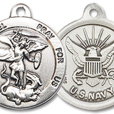 St. Michael Navy Medal, Sterling Silver - No Chain