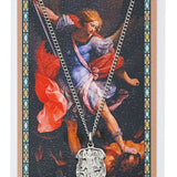 St. Michael Prayer Shield Pendant and Police Officer Prayer Card Set - Silver-tone