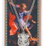 St. Michael Shield Pendant with Police Officer Prayer Card Set, Large - Silver-tone
