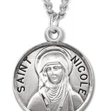 Women's St. Nicole Necklace Round Sterling Silver with Chain Option - 18&quot; 1.8mm Sterling Silver Chain + Clasp