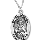Women's St. Nicole Necklace Oval Sterling Silver with Chain Options - 18&quot; 1.8mm Sterling Silver Chain + Clasp