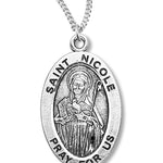 Women's St. Olivia Necklace Oval Sterling Silver with Chain Options - 18&quot; 1.8mm Sterling Silver Chain + Clasp