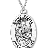 Women's St. Patricia Necklace Oval Sterling Silver with Chain Options - 18&quot; 1.8mm Sterling Silver Chain + Clasp