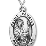 Boy's St. Patrick Necklace Oval Sterling Silver with Chain - 20&quot; 2.2mm Stainless Steel Chain with Clasp
