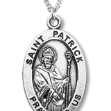Boy's St. Patrick Necklace Oval Sterling Silver with Chain - 20&quot; 2.2mm Stainless Steel Chain with Clasp