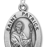 Men's St. Patrick Necklace Oval Sterling Silver with Chain Options - 24&quot; Sterling Silver Chain + Clasp