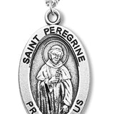 Women's/Boy's St. Peregrine Necklace Oval Sterling Silver with Chain - 20&quot; 2.2mm Stainless Steel Chain with Clasp