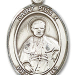 St. Pius X Medal, Sterling Silver, Large - No Chain