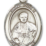 St. Pius X Medal, Sterling Silver, Large - No Chain