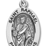 Boy's St. Raphael Necklace Oval Sterling Silver with Chain - 20&quot; 2.2mm Stainless Steel Chain with Clasp