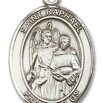 St. Raphael the Archangel Medal, Sterling Silver, Large - No Chain