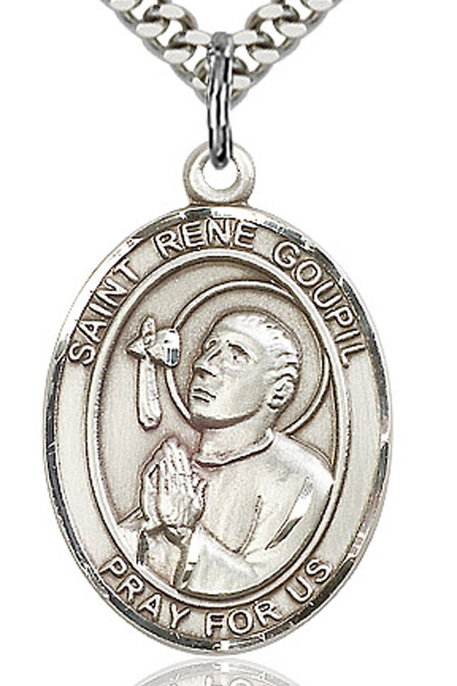 St. Rene Goupil Medal, Sterling Silver, Large