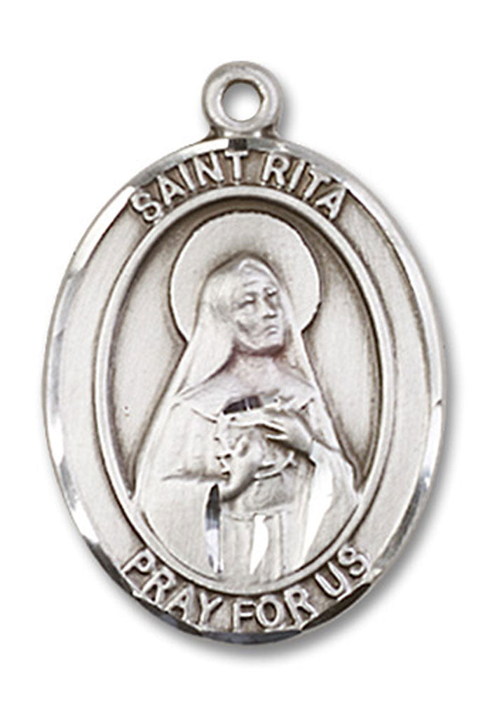 St. Rita Baseball Medal, Sterling Silver, Large - No Chain