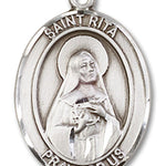 St. Rita Baseball Medal, Sterling Silver, Large - No Chain