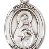 St. Rita Baseball Medal, Sterling Silver, Large - No Chain