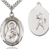 St. Rita Baseball Medal, Sterling Silver, Large
