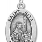 Women's St. Rita Necklace Oval Sterling Silver with Chain Options - 18&quot; 1.8mm Sterling Silver Chain + Clasp