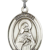 St. Rita of Cascia Medal, Sterling Silver, Large