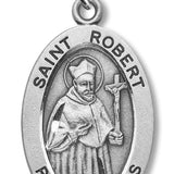 Boy's St. Robert Necklace Oval Sterling Silver with Chain - 20&quot; 2.2mm Stainless Steel Chain with Clasp