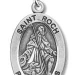Boy's St. Roch Necklace Oval Sterling Silver with Chain - 20&quot; 2.2mm Stainless Steel Chain with Clasp