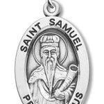 Boy's St. Samuel Necklace Oval Sterling Silver with Chain - 20&quot; 2.2mm Stainless Steel Chain with Clasp