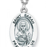 Women's St. Sarah Necklace Oval Sterling Silver with Chain Options - 18&quot; 1.8mm Sterling Silver Chain + Clasp