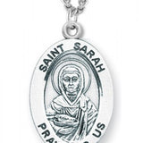 Women's St. Sarah Necklace Oval Sterling Silver with Chain Options - 18&quot; 1.8mm Sterling Silver Chain + Clasp