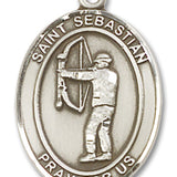 St. Sebastian Archery Medal, Sterling Silver, Large - No Chain